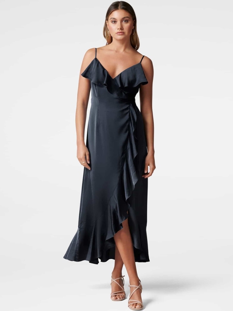 

Forever New Women Navy Blue Solid Wrap Dress