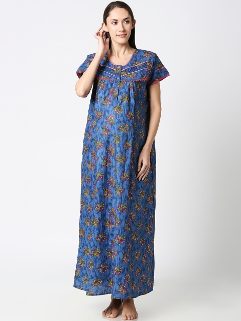 

AV2 Blue & Pink Printed Maternity Nightdress