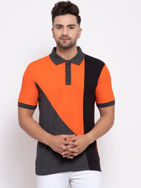 

Kalt Men Multicoloured Colourblocked Polo Collar T-shirt, Multi