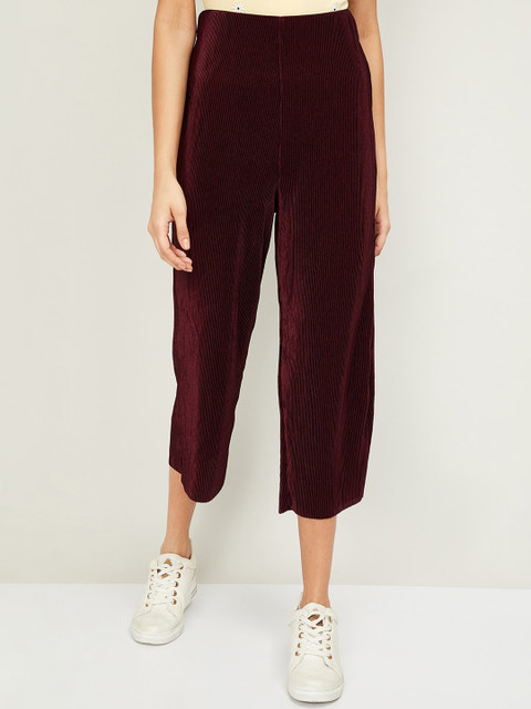 

Ginger by Lifestyle Women Burgundy Regular Fit Solid Culottes