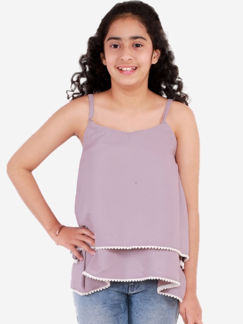 

YK Girls Purple Crepe A-line Top
