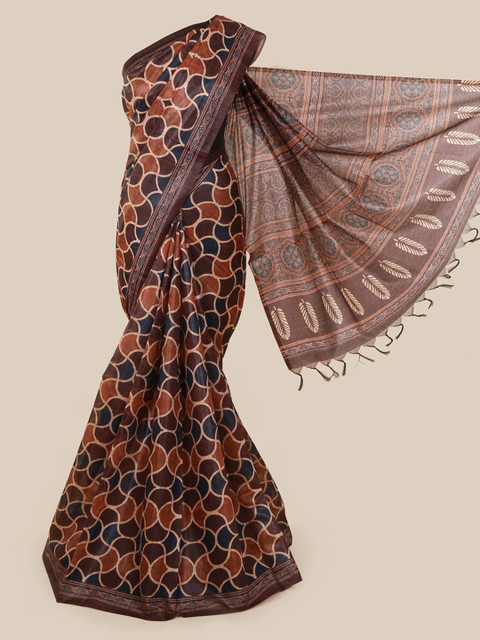 

Pothys Multicoloured Printed Jute Silk Saree, Multi