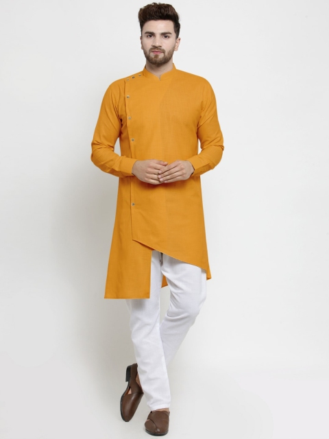 

TREEMODA Men Mustard Solid Kurta with Pyjamas