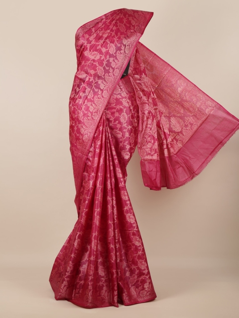 

Pothys Magenta Pure Silk Printed Tussar Saree