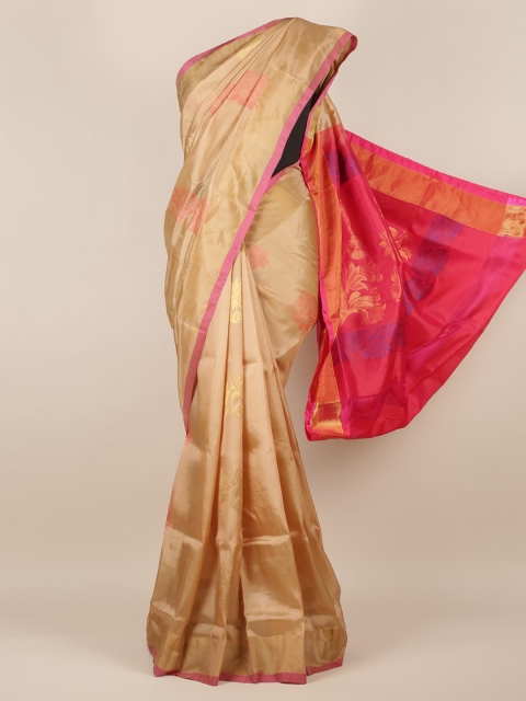 

Pothys Cream-Coloured & Pink Art Silk Woven Design Saree