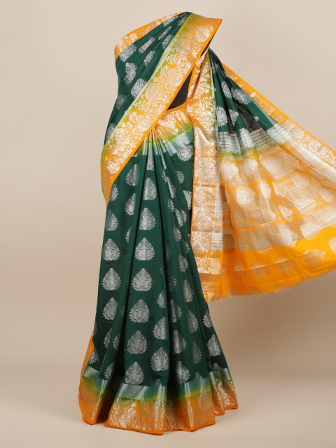

Pothys Green & Yellow Jute Silk Woven Design Saree