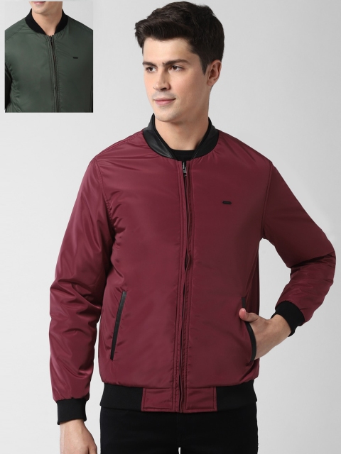 

Peter England Casuals Men Maroon & Green Solid Reversible Windcheater Bomber Jacket