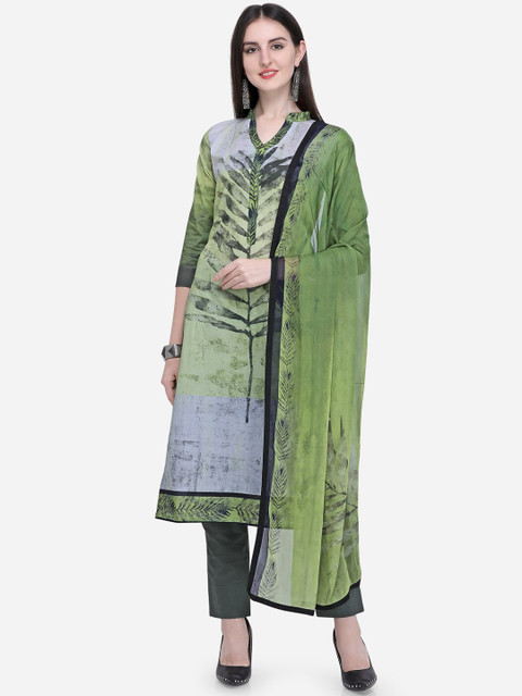 

Stylee LIFESTYLE Green & Teal Cotton Blend Unstitched Dress Material