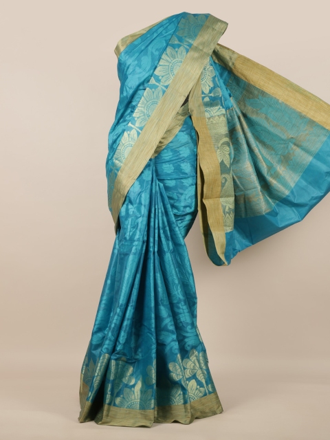 

Pothys Blue Pure Silk Woven Design Tussar Saree