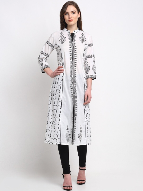 

Friskers Women White Ethnic Motifs Printed Kurta
