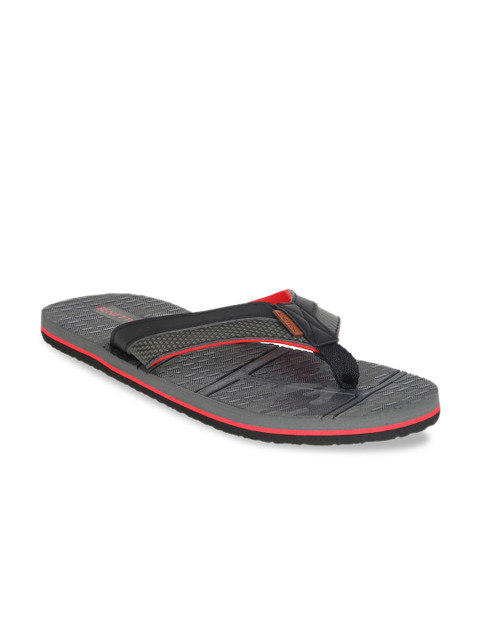 

United Colors of Benetton Men Grey & Red Self Design Thong Flip-Flops