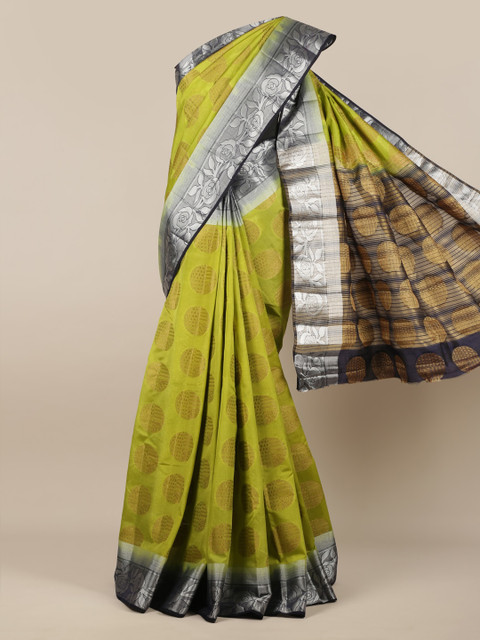 

Pothys Green & Black Jute Silk Woven Design Saree