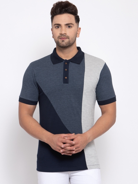 

Kalt Men Multicoloured Colourblocked Polo Collar T-shirt, Multi