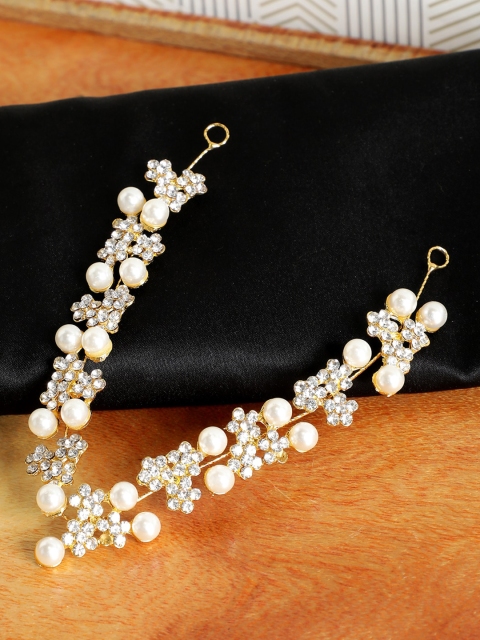 

AQUASTREET Gold-Toned Floral design Bridal Embellished Tiara