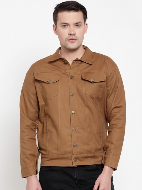 

VOXATI Men Brown Solid Denim Jacket