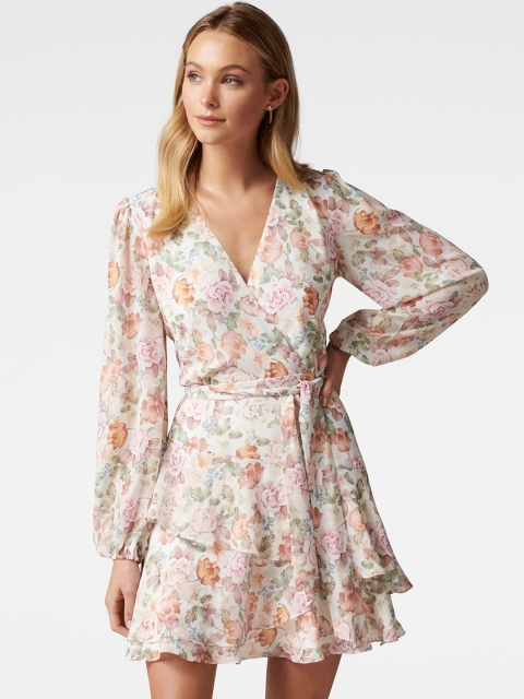 

Forever New Women Pink Printed Fit & Flare Dress