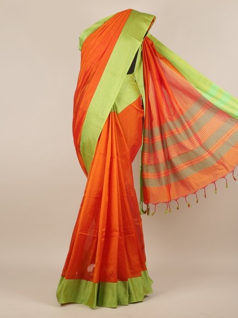 

Pothys Orange Solid Silk Cotton Saree