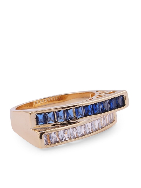 

shaze GoldToned & White CZ Studded Finger Ring, Gold