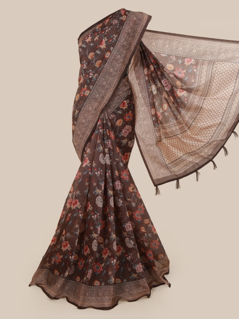 

Pothys Brown & Orange Cotton Blend Printed Saree