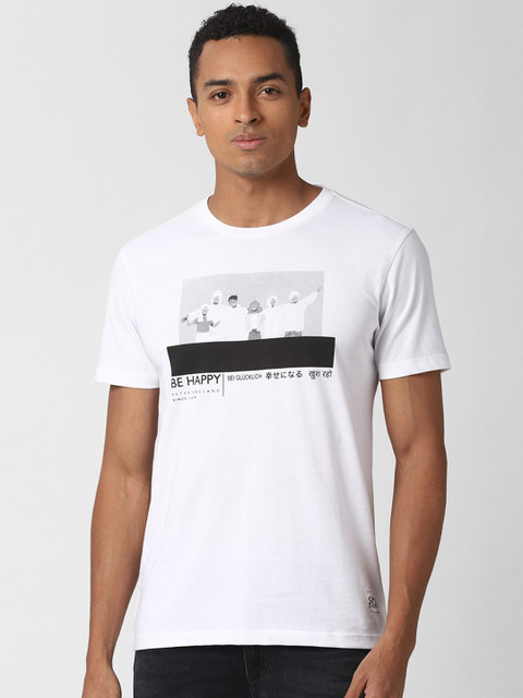 

Peter England Casuals Men White Printed Round Neck T-shirt