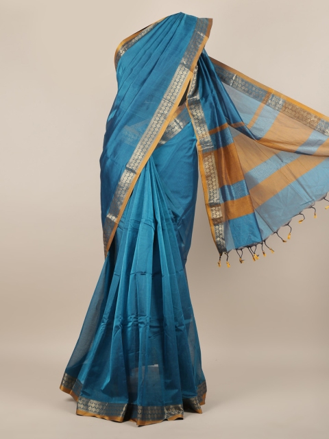 

Pothys Blue Solid Silk Cotton Saree
