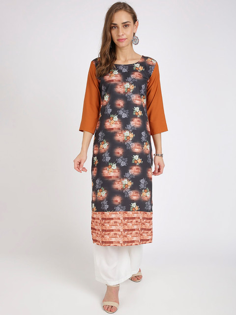 

Florence Women Brown Floral Printed Kurta