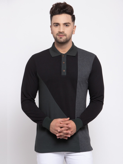 

Kalt Men Multicoloured Colourblocked Polo Collar T-shirt, Multi