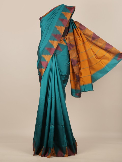 

Pothys Teal Solid Art Silk Saree