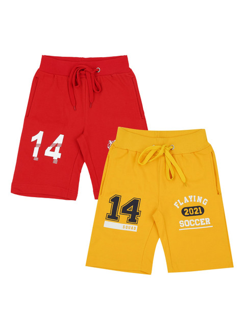 

RAINE AND JAINE Boys Red Printed Regular Fit Regular Shorts