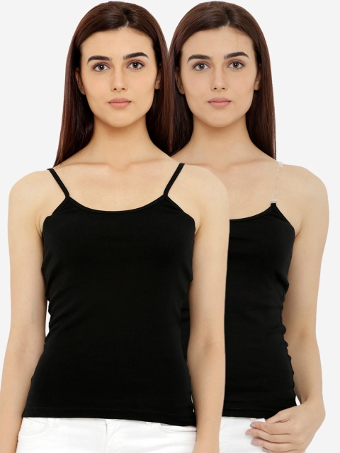 

Heart 2 Heart Women Pack Of 2 Black Solid Camisoles
