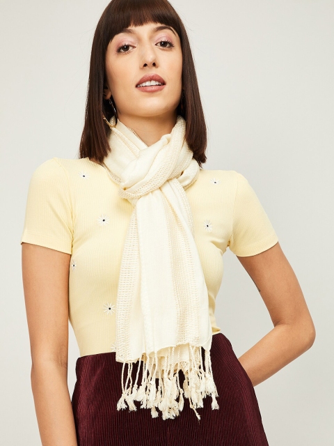 

Ginger by Lifestyle Women Cream-Coloured Striped Stole