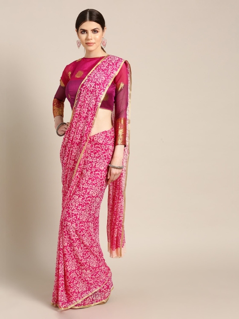 

Chhabra 555 Pink & Off-White Poly Chiffon Printed Saree