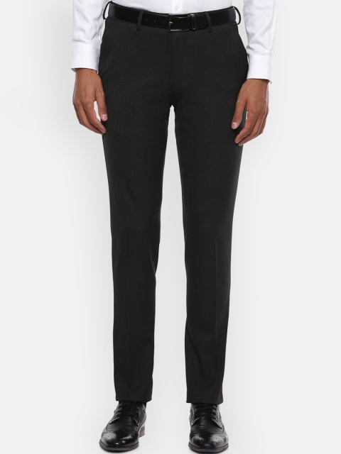 

Van Heusen Men Black Slim Fit Solid Formal Trousers