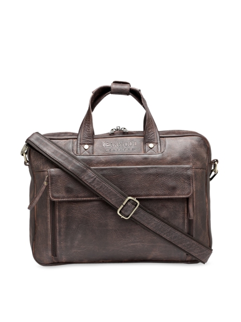 

Teakwood Leathers Unisex Brown Textured Leather 15 Inch Laptop Bag