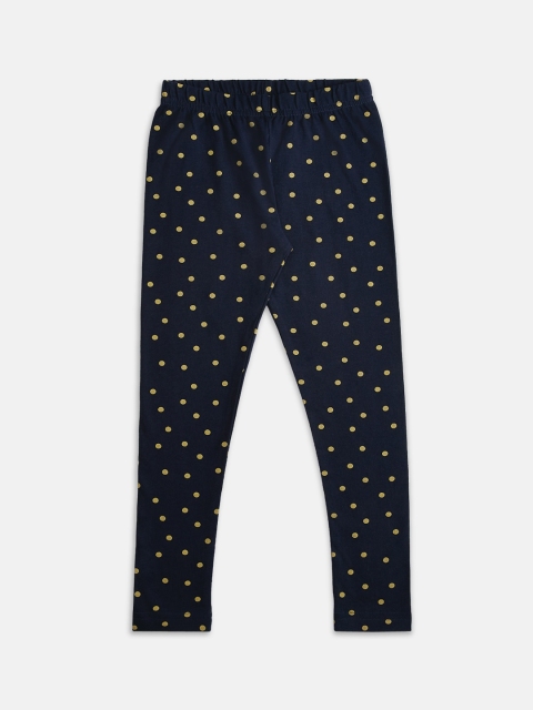 

Core Girls Navy Blue & Yellow Printed Ankle-Length Leggings