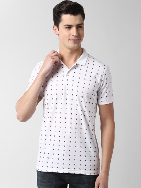 

Peter England Casuals Men White Printed Polo Collar T-shirt