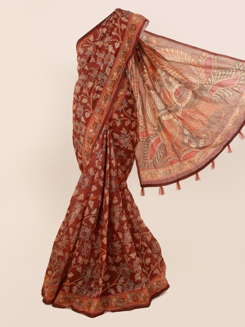 

Pothys Maroon & Beige Cotton Blend Printed Saree