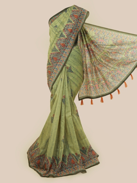 

Pothys Green & Navy Blue Cotton Blend Printed Saree