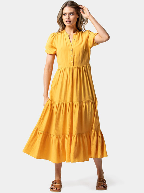 

Forever New Women Yellow Solid A-Line Dress