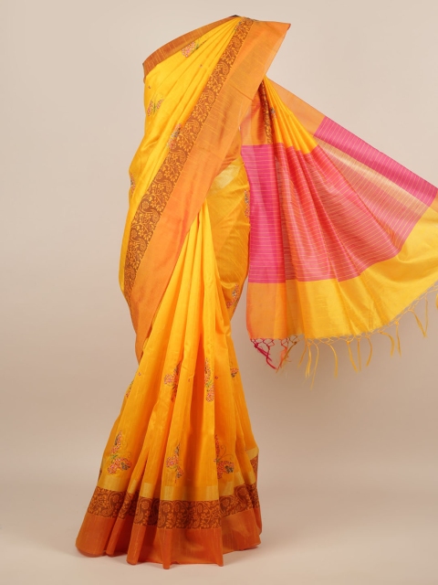 

Pothys Yellow Woven Design Silk Cotton Saree