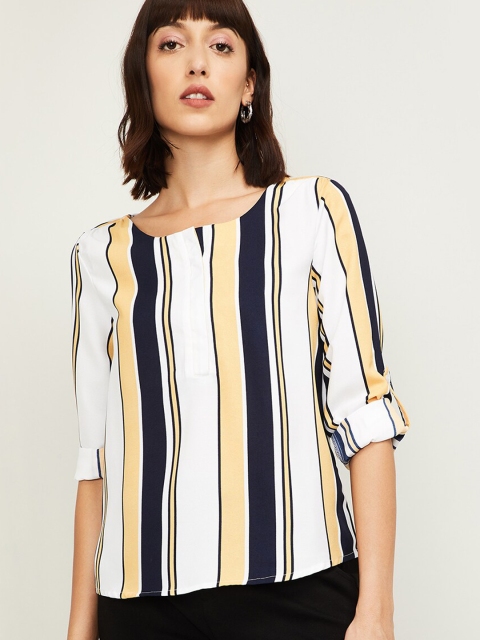 Bossini Off White Striped Regular Top