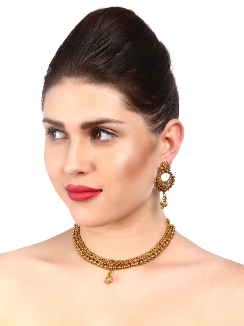 

Adwitiya Collection Gold-Toned Copper Gold-Plated Antique Necklace