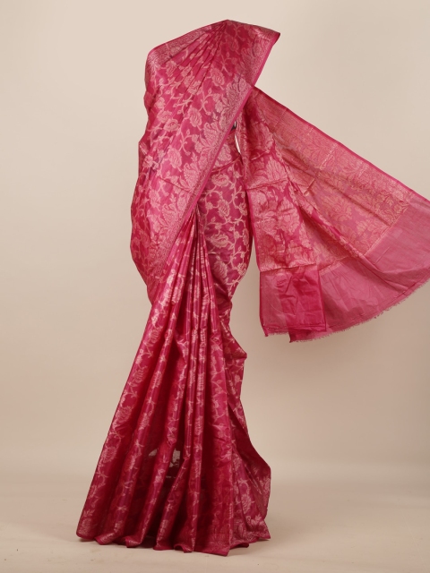 

Pothys Magenta Pure Silk Woven Design Tussar Saree