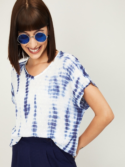 

Fame Forever by Lifestyle Blue Tie and Dye Indigo Boxy Top