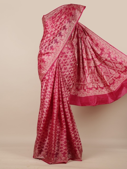 

Pothys Magenta Pure Silk Woven Design Tussar Saree