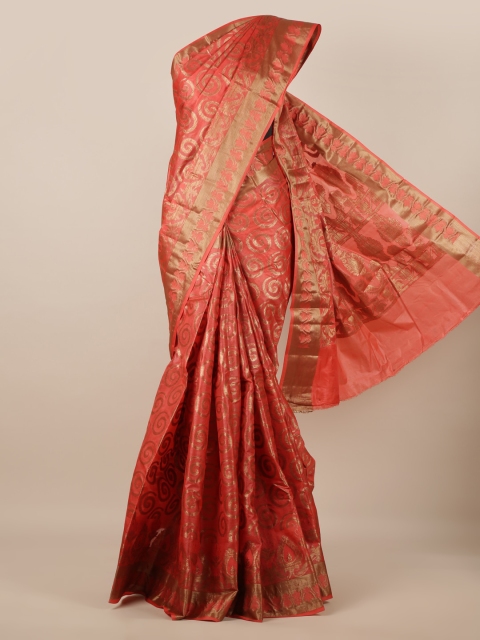 

Pothys Rust & Gold-Toned Pure Silk Woven Design Tussar Saree