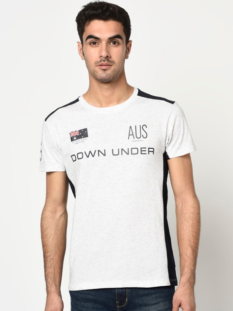 

Octave Men White Printed Round Neck T-shirt