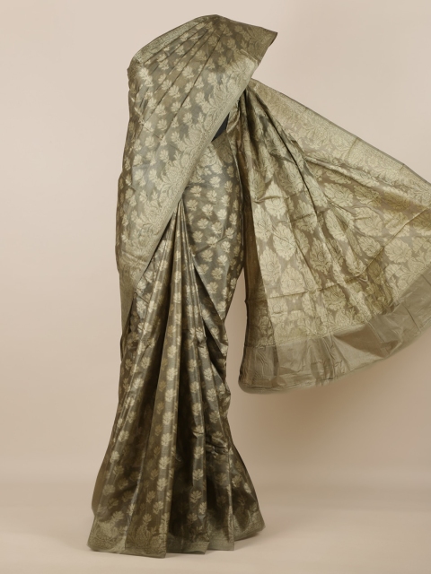 

Pothys Grey Pure Silk Woven Design Tussar Saree