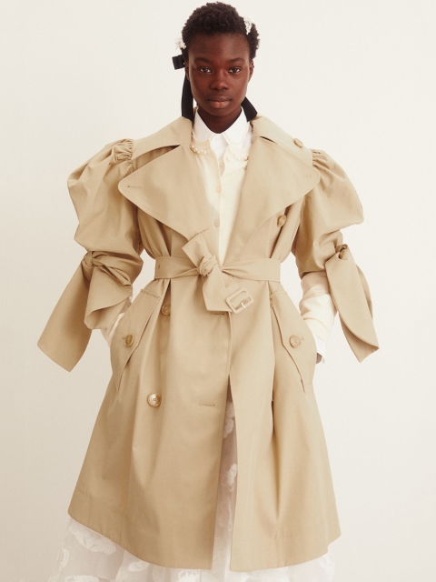 

H&M X Simone Rocha Women Beige Solid Puff-Sleeved Trench Coat