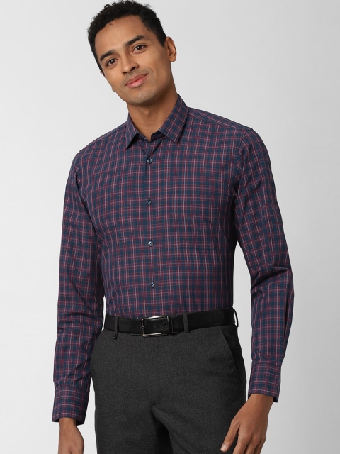 

Peter England Men Navy Blue Slim Fit Checked Formal Shirt